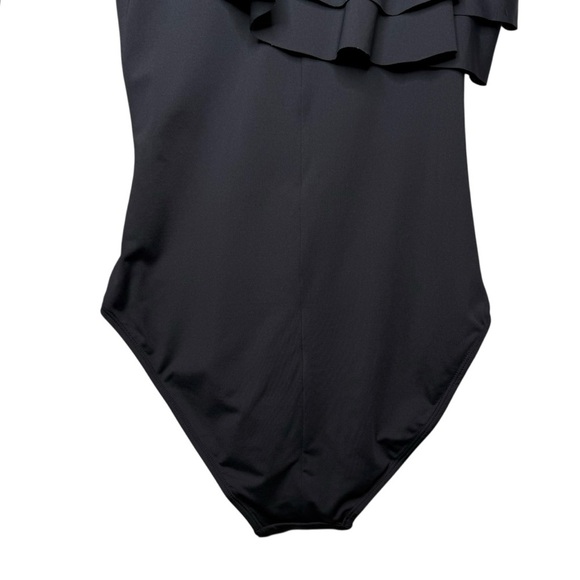 NEW Tahari Black One Shoulder Women’s Ruched One Piece Swimsuit Sz S - Picture 9 of 11